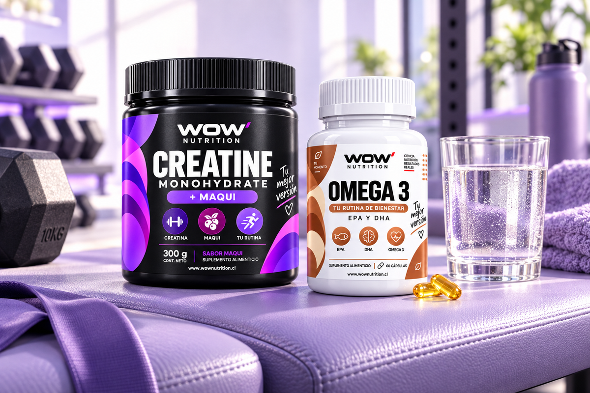 WOW Creatine + Maqui y Omega 3: por qué no son lo mismo · frascos WOW Nutrition