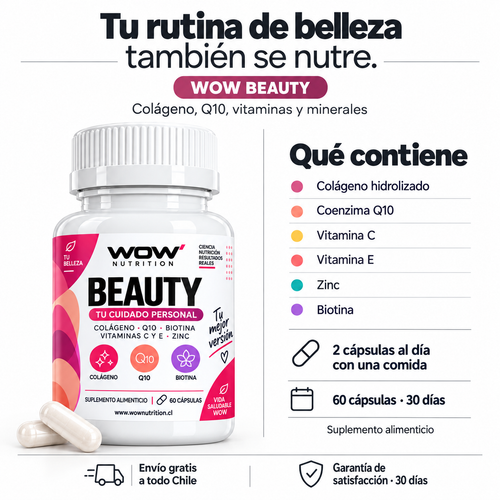WOW beauty · Fórmula, porción y presentación