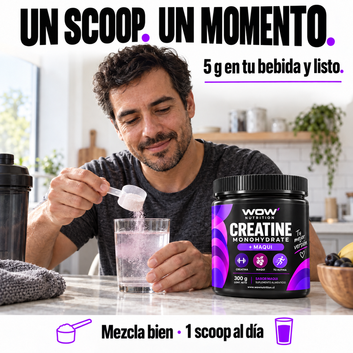 WOW creatine-maqui · Tu rutina diaria