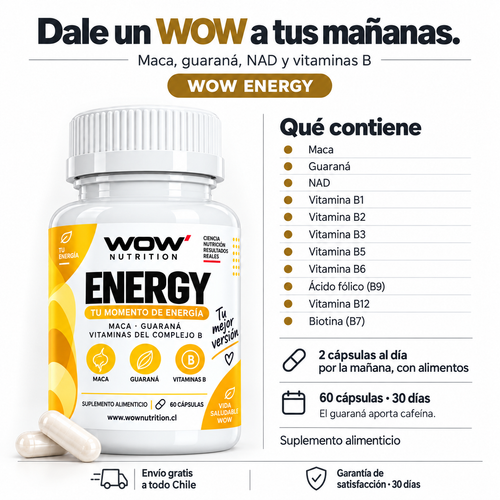 WOW energy · Fórmula, porción y presentación