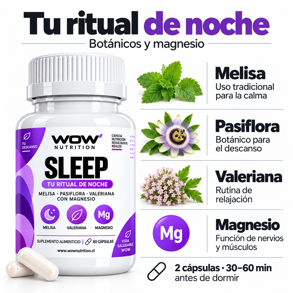 WOW sleep: frasco, ingredientes y explicación de la fórmula.